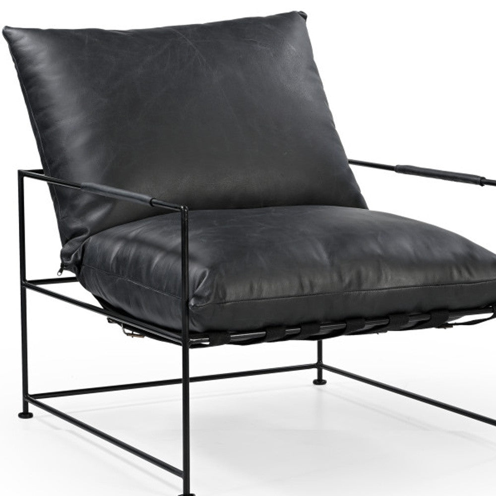 The Varric – Black Genuine Leather Distressed Arm Chair