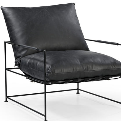 The Varric – Black Genuine Leather Distressed Arm Chair