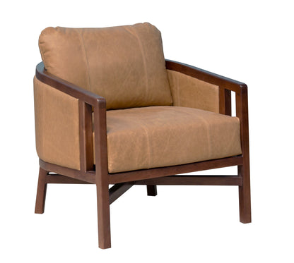 The Marcellen – Brown Genuine Leather Arm Chair