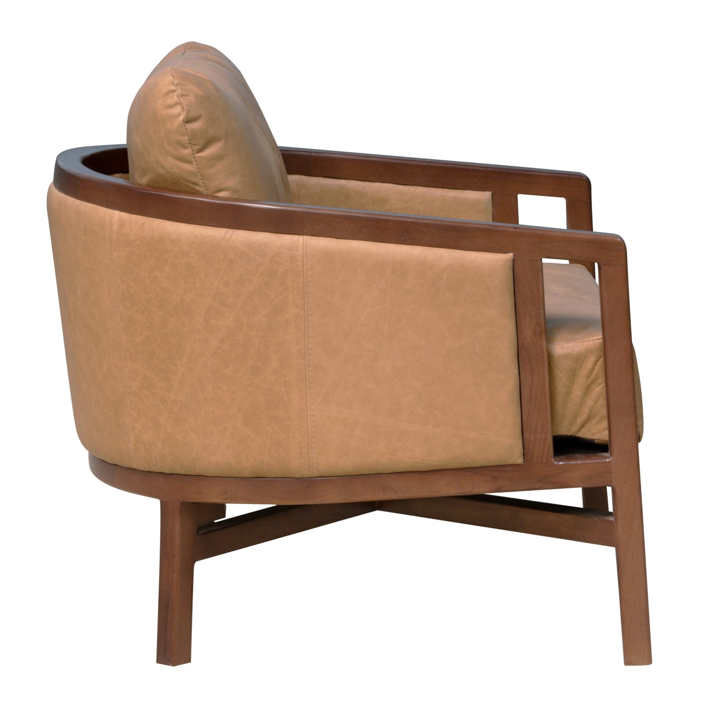 The Marcellen – Brown Genuine Leather Arm Chair
