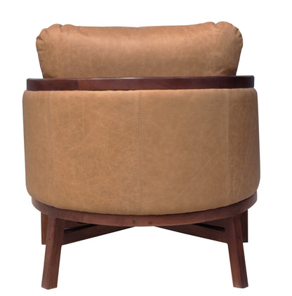 The Marcellen – Brown Genuine Leather Arm Chair