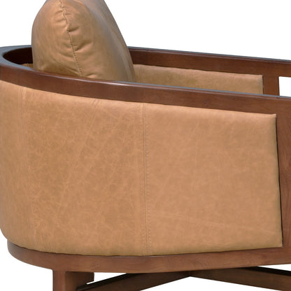The Marcellen – Brown Genuine Leather Arm Chair