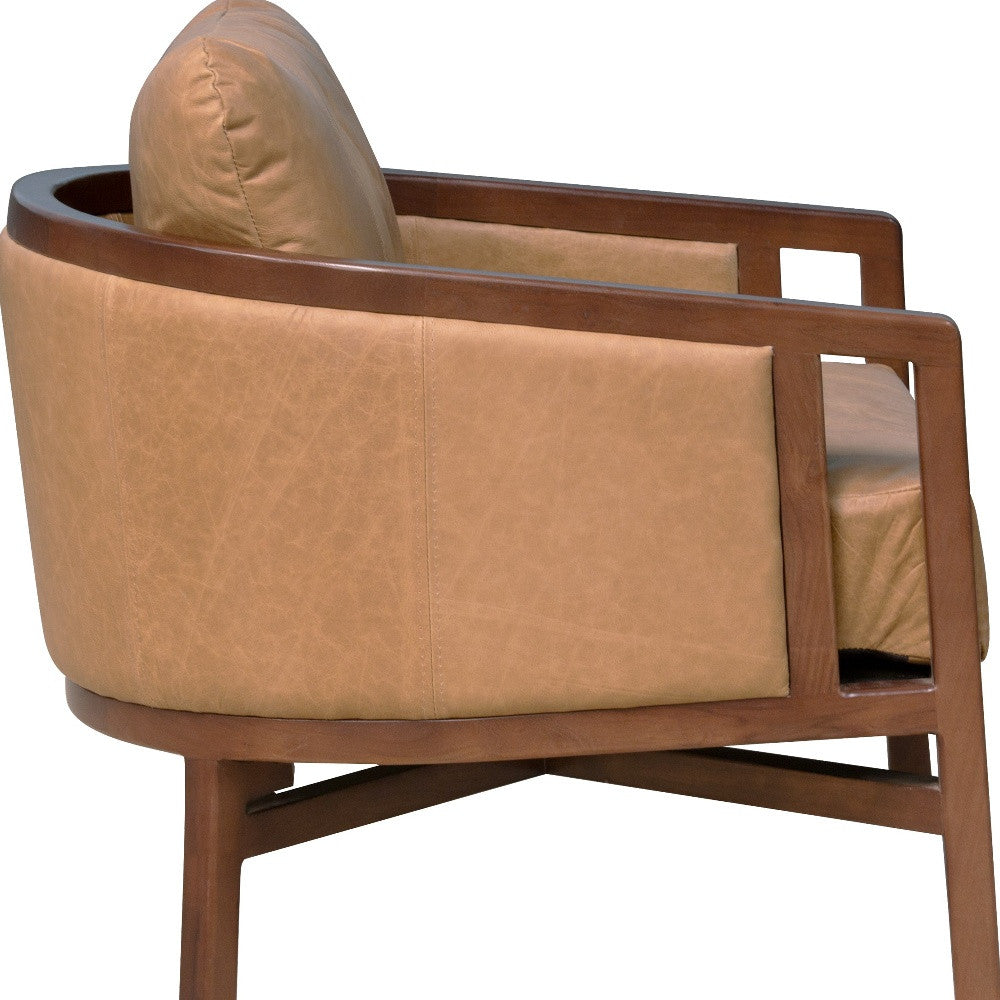 The Marcellen – Brown Genuine Leather Arm Chair