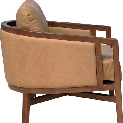 The Marcellen – Brown Genuine Leather Arm Chair