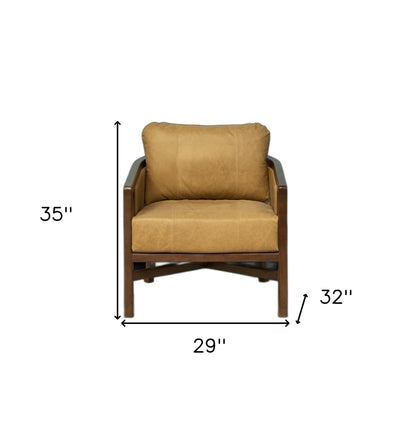 The Marcellen – Brown Genuine Leather Arm Chair