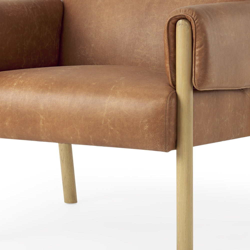 The Halsten – Brown & Natural Faux Leather Arm Chair