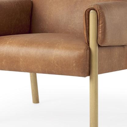 The Halsten – Brown & Natural Faux Leather Arm Chair