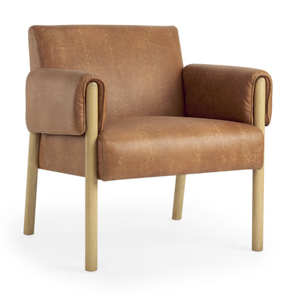 The Halsten – Brown & Natural Faux Leather Arm Chair
