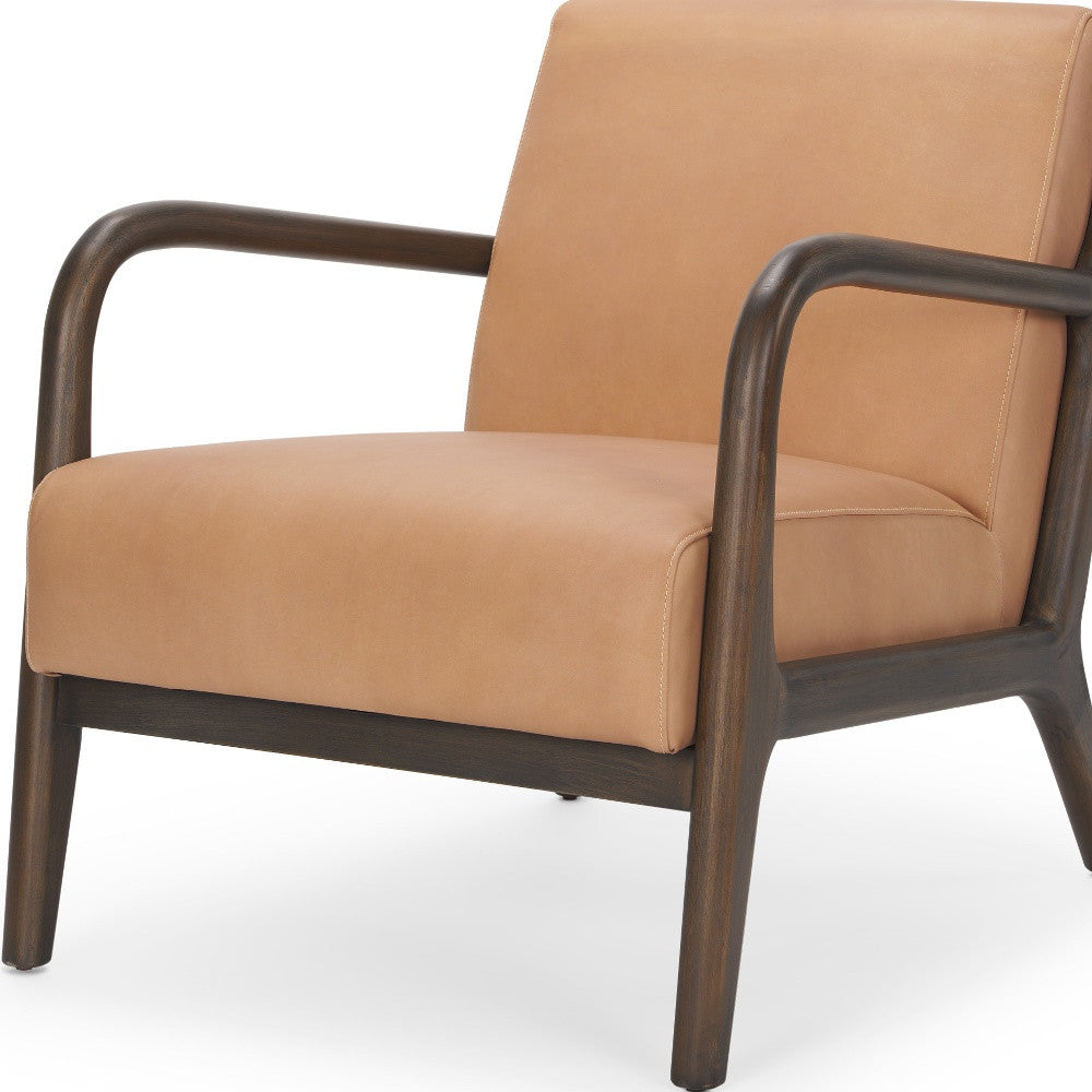 The Calderon – Tan & Dark Brown Genuine Leather Arm Chair