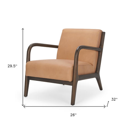 The Calderon – Tan & Dark Brown Genuine Leather Arm Chair
