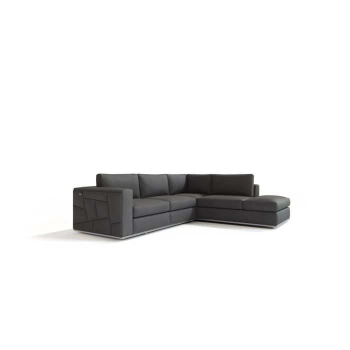 The Valerio – Dark Gray Italian Leather Right-Arm Facing Sectional