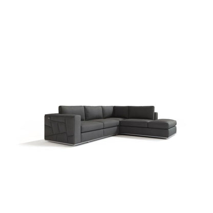 The Valerio – Dark Gray Italian Leather Right-Arm Facing Sectional