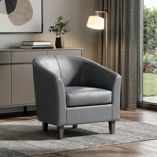 The Grayson – Gray Leather Arm Chair