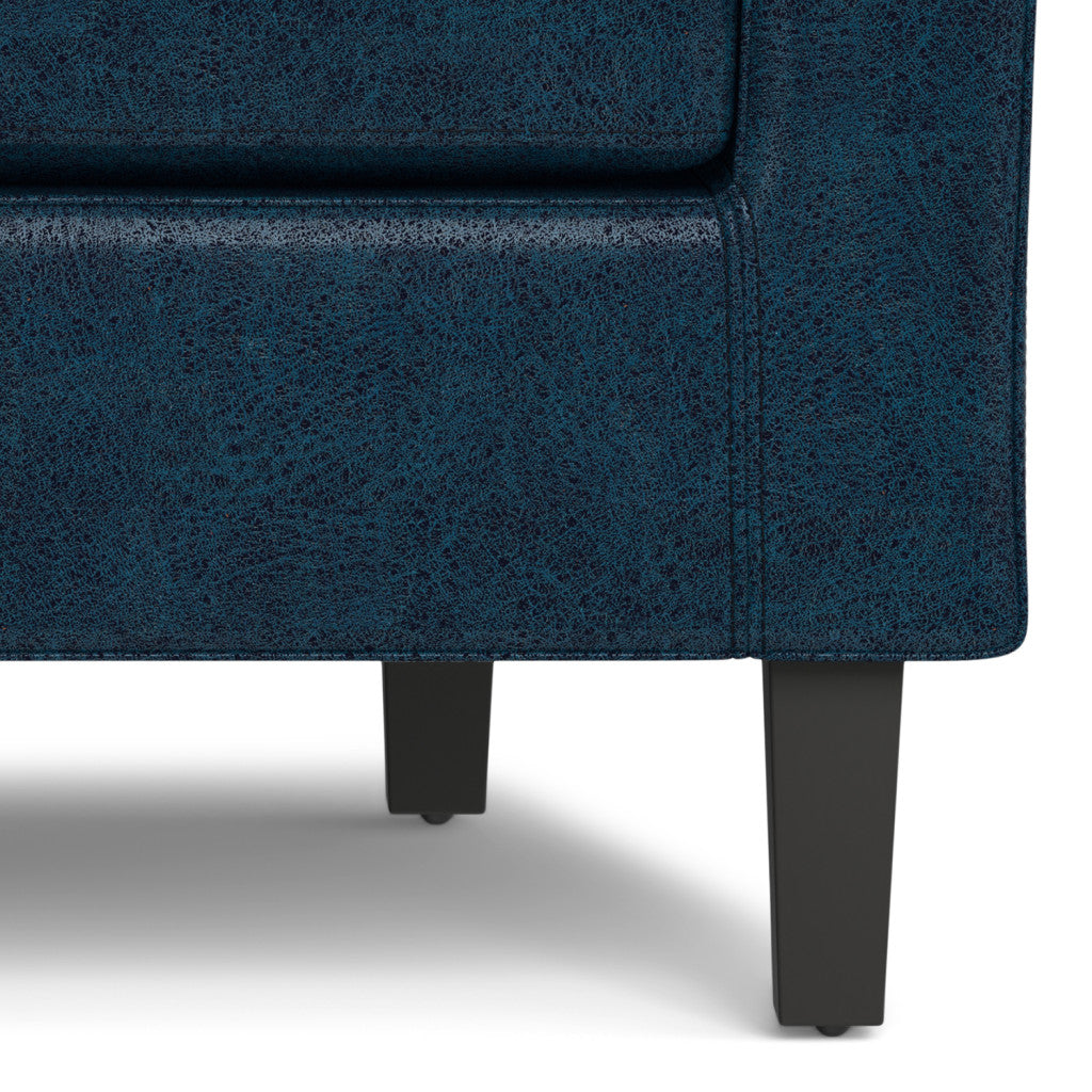 The Brighton – Blue Leather Arm Chair