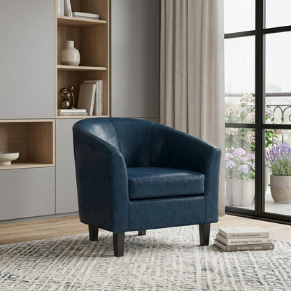 The Brighton – Blue Leather Arm Chair
