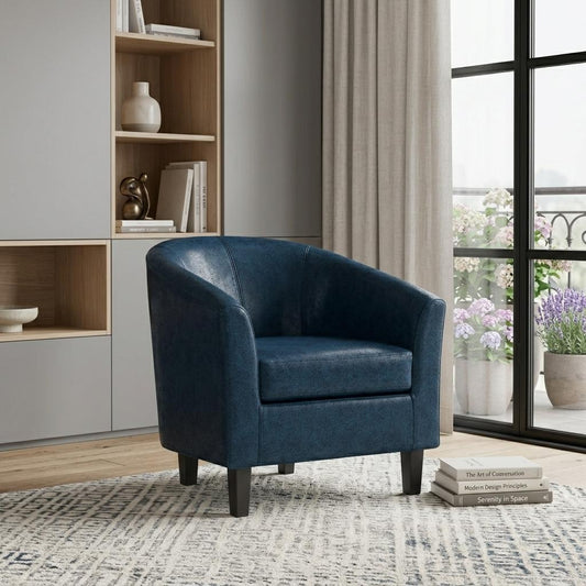 The Brighton – Blue Leather Arm Chair