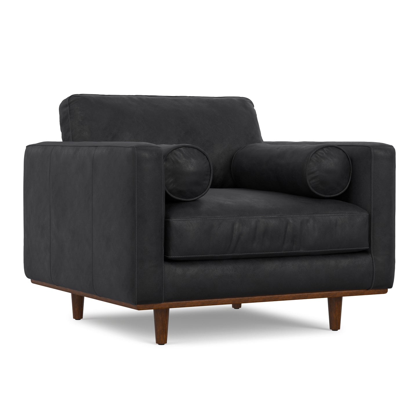 The Hawthorne – Black Genuine Leather Arm Chair