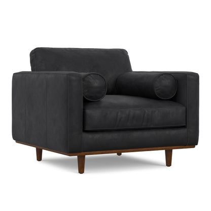 The Hawthorne – Black Genuine Leather Arm Chair