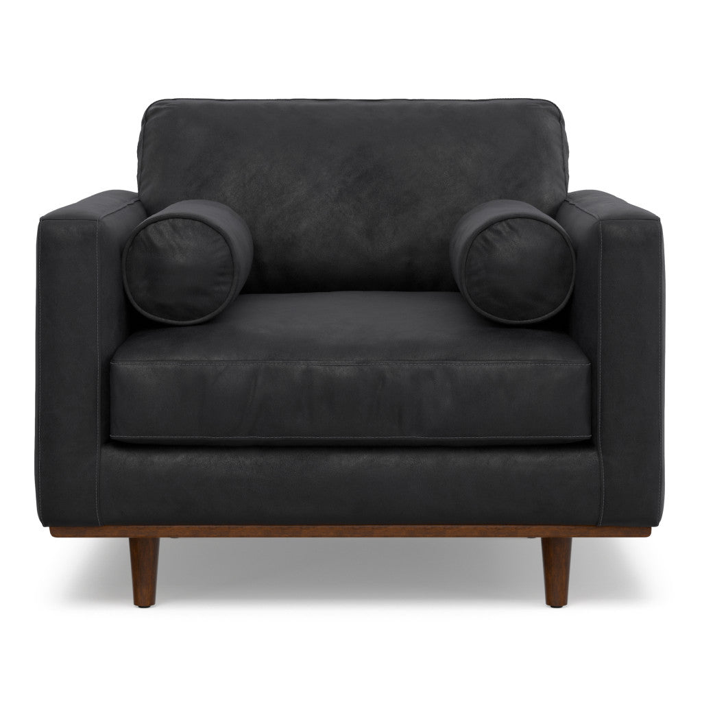 The Hawthorne – Black Genuine Leather Arm Chair