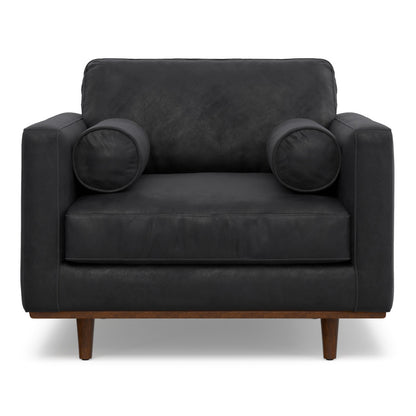 The Hawthorne – Black Genuine Leather Arm Chair