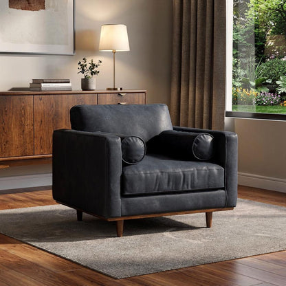 The Hawthorne – Black Genuine Leather Arm Chair