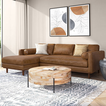 Lennox Leather Sectional Sofa – Brown