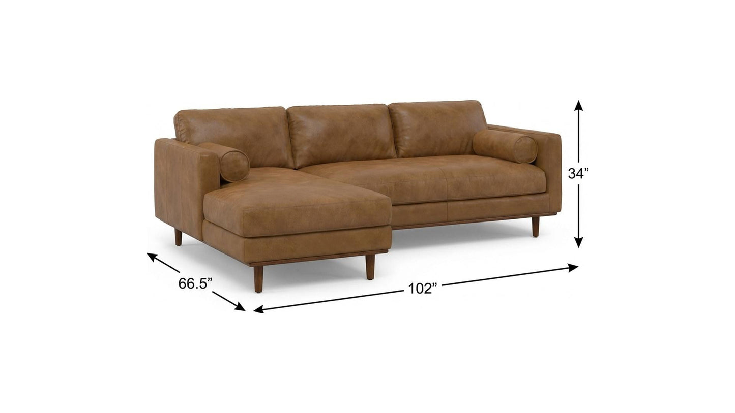 Lennox Leather Sectional Sofa – Brown