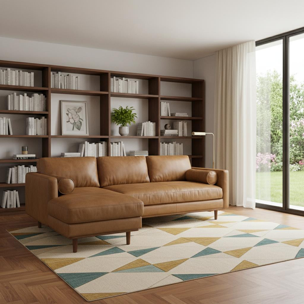 Lennox Leather Sectional Sofa – Brown