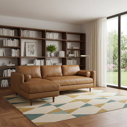 Lennox Leather Sectional Sofa – Brown