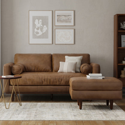 Lennox Leather Sofa with Ottoman – Brown