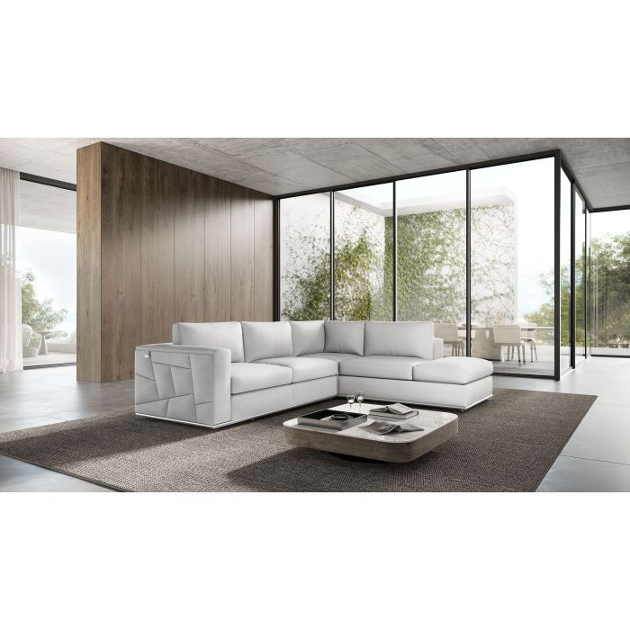 The Valerio – White Italian Leather Right Arm Facing Sectional