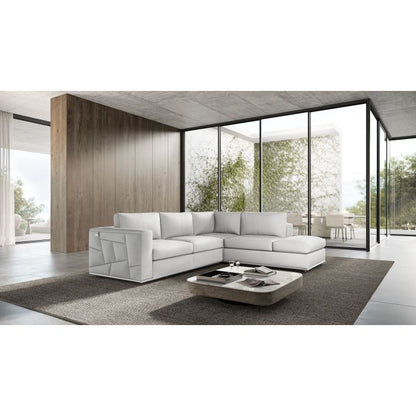 The Valerio – White Italian Leather Right Arm Facing Sectional