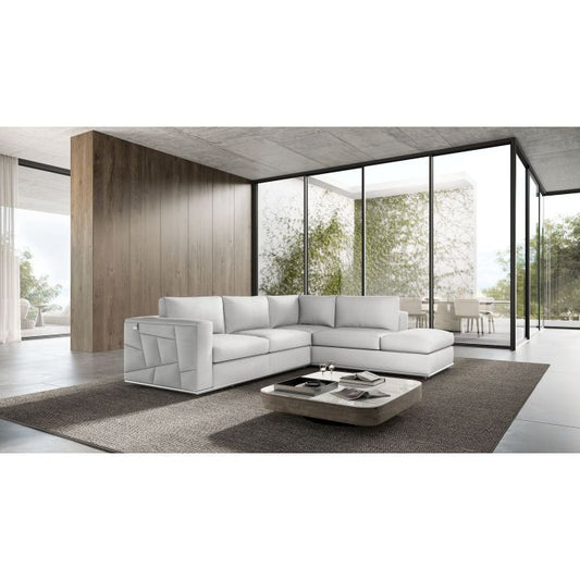 The Valerio – White Italian Leather Right Arm Facing Sectional