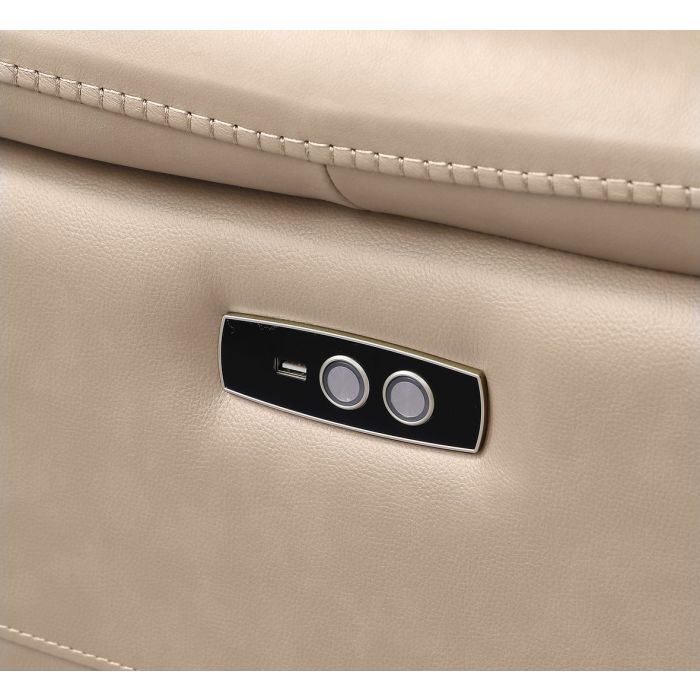 The Callisto – Beige Genuine Leather Dual Power Reclining Loveseat