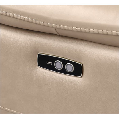 The Callisto – Beige Genuine Leather Dual Power Reclining Loveseat