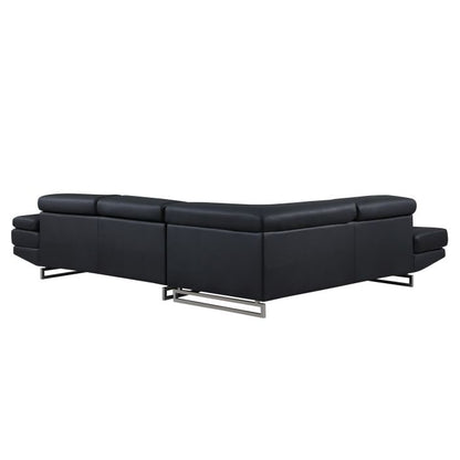 The Bellagio – Black Leather Left-Arm Facing Chaise Sectional