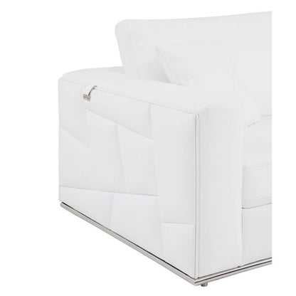 The Valerio – White Italian Leather Right Arm Facing Sectional