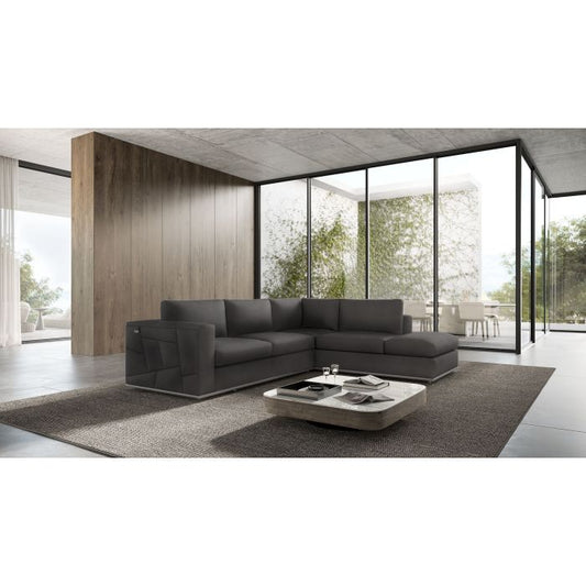 The Valerio – Dark Gray Italian Leather Right-Arm Facing Sectional