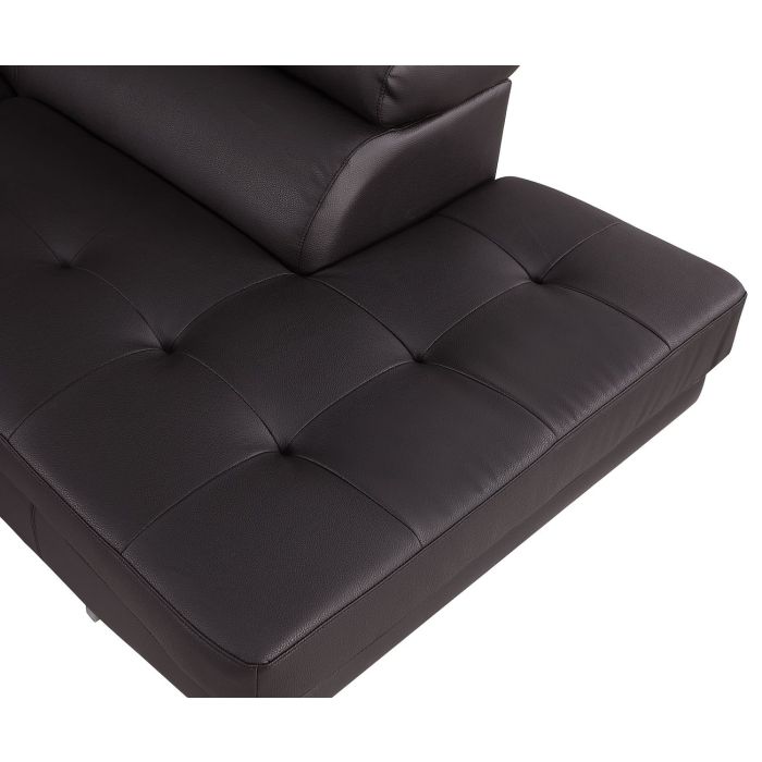 The Ravello – Brown Leather Left-Arm Facing Chaise Sectional
