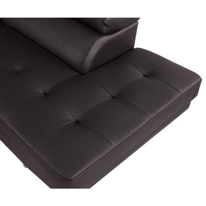 The Ravello – Brown Leather Left-Arm Facing Chaise Sectional