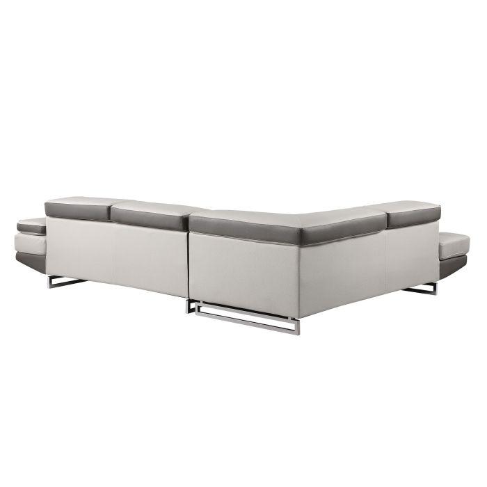 The Lucera – Gray Leather Left-Arm Facing Chaise Sectional