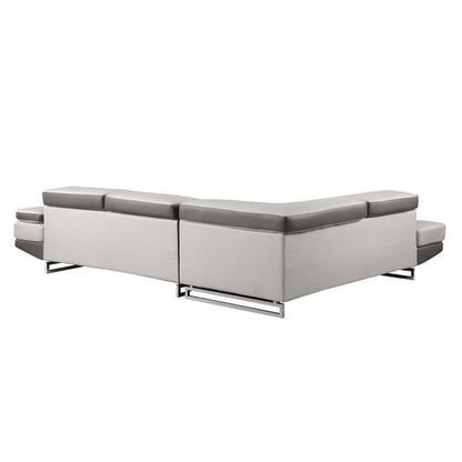 The Lucera – Gray Leather Left-Arm Facing Chaise Sectional