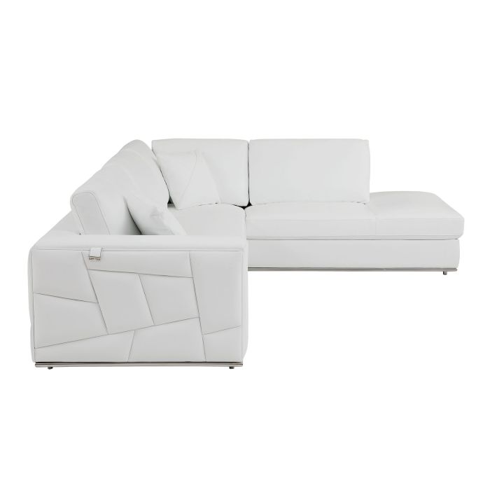 The Valerio – White Italian Leather Right Arm Facing Sectional