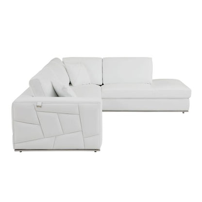 The Valerio – White Italian Leather Right Arm Facing Sectional