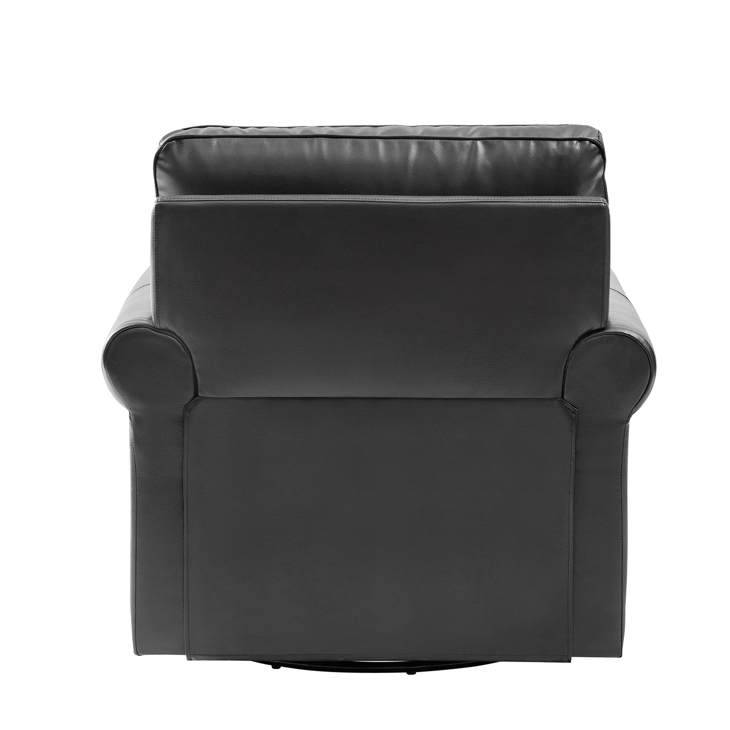 Higinio Genuine Leather Swivel Rocker Chair – Black Traditional Club Accent Chair