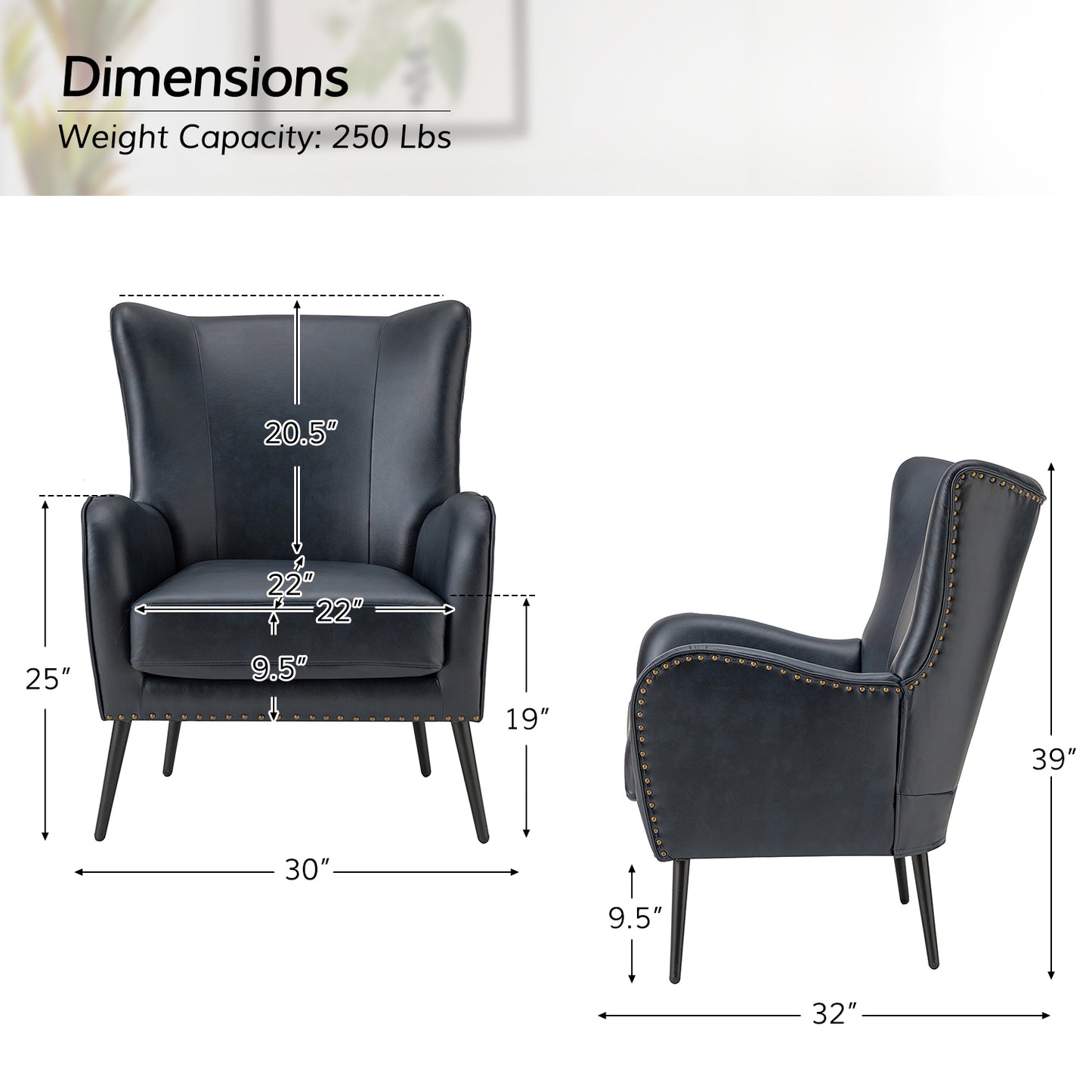 Meleagrides Armchair – Navy Vintage Accent Chair