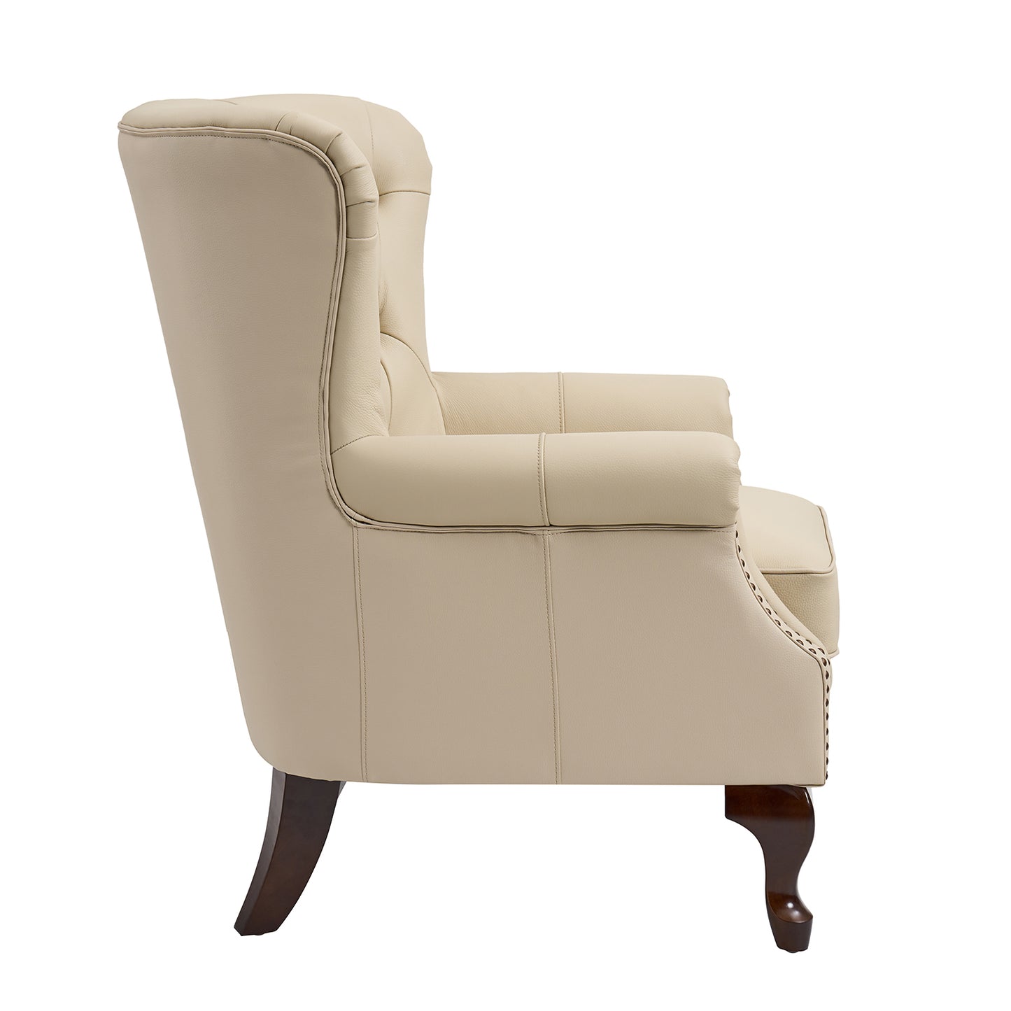 Anthony Genuine Leather Armchair – Beige Vintage Leather Wingback Accent Chair