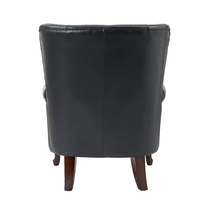 Anthony Genuine Leather Armchair – Black Vintage Leather Wingback Accent Chair