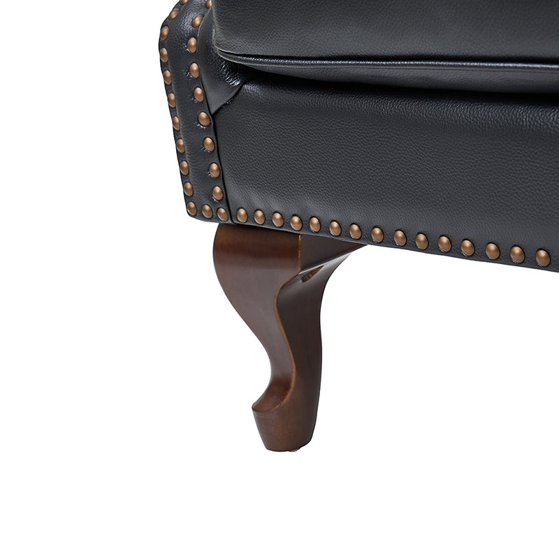 Anthony Genuine Leather Armchair – Black Vintage Leather Wingback Accent Chair