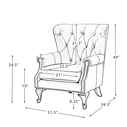 Anthony Genuine Leather Armchair – Navy Blue Vintage Leather Wingback Accent Chair